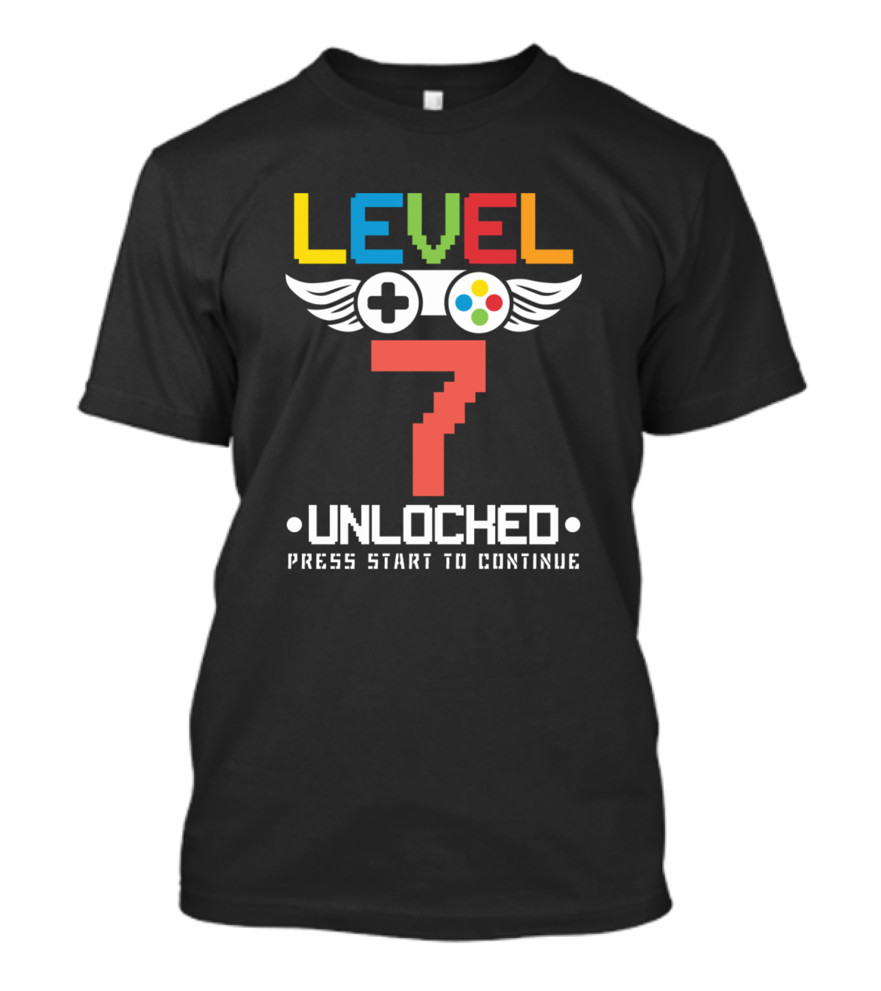 Level 7 Unlocked Video Games Lover Birthday Press Start To Continue T-Shirt