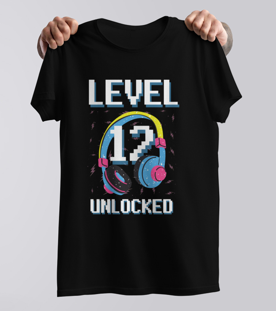 Level 12 Unlocked Gaming Birthday Headset Pixel T-Shirt