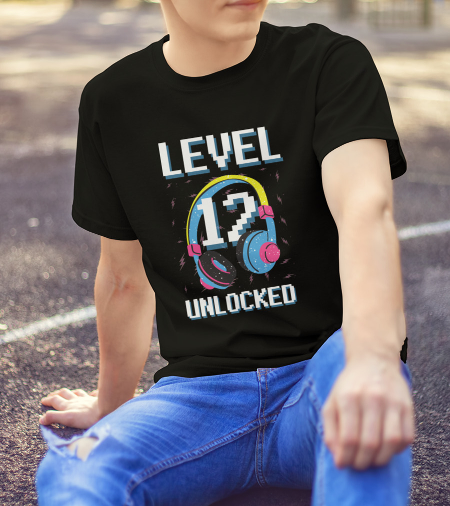 Level 12 Unlocked Gaming Birthday Headset Pixel T-Shirt