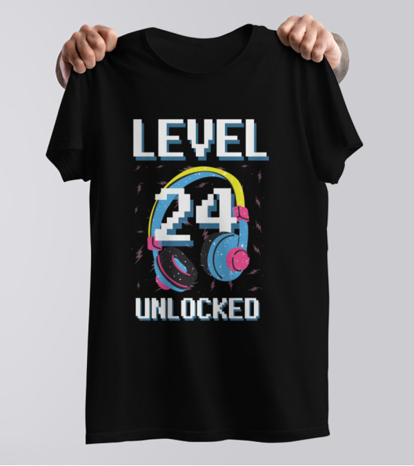 Level 24 Unlocked Gaming Headset Birthday T-Shirt