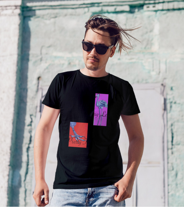 Long Legs Pretty Toes Flamingo On Red And Pink Backgrounds T-Shirt
