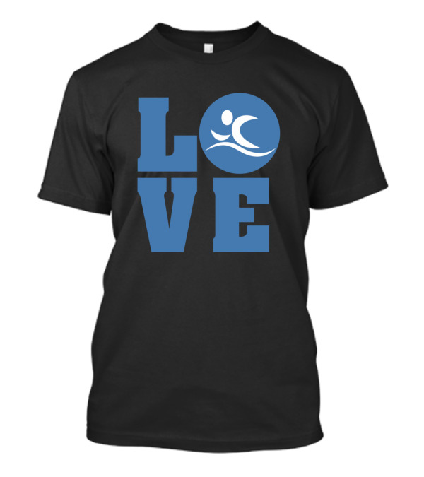 Love Swimming Symbol Blue Wave T-Shirt