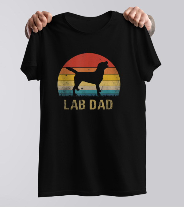 Mens Vintage Lab Dad Funny Labrador Retriever Dog Retro Sunset T-Shirt