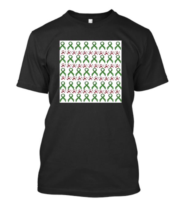 Mental Health Awareness Neck Gaiter Green Ribbons And Red Hearts T-Shirt