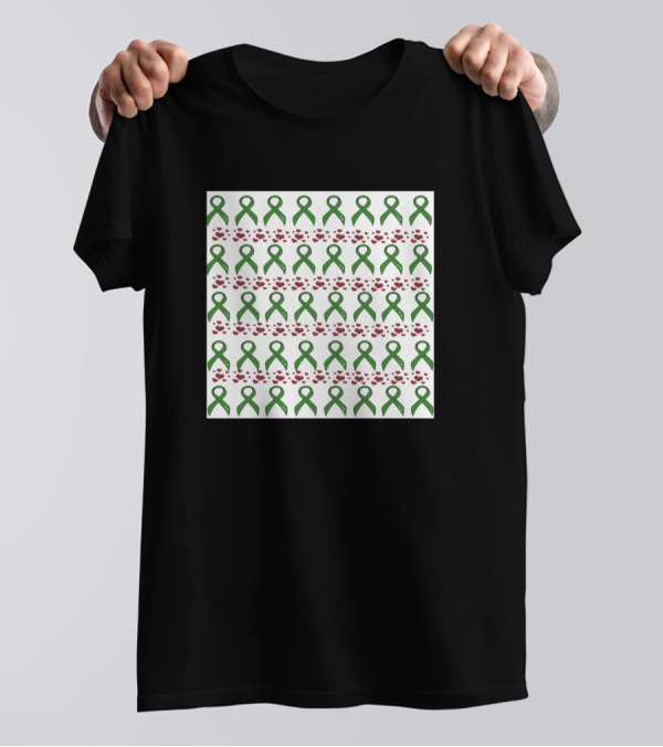 Mental Health Awareness Neck Gaiter Green Ribbons And Red Hearts T-Shirt