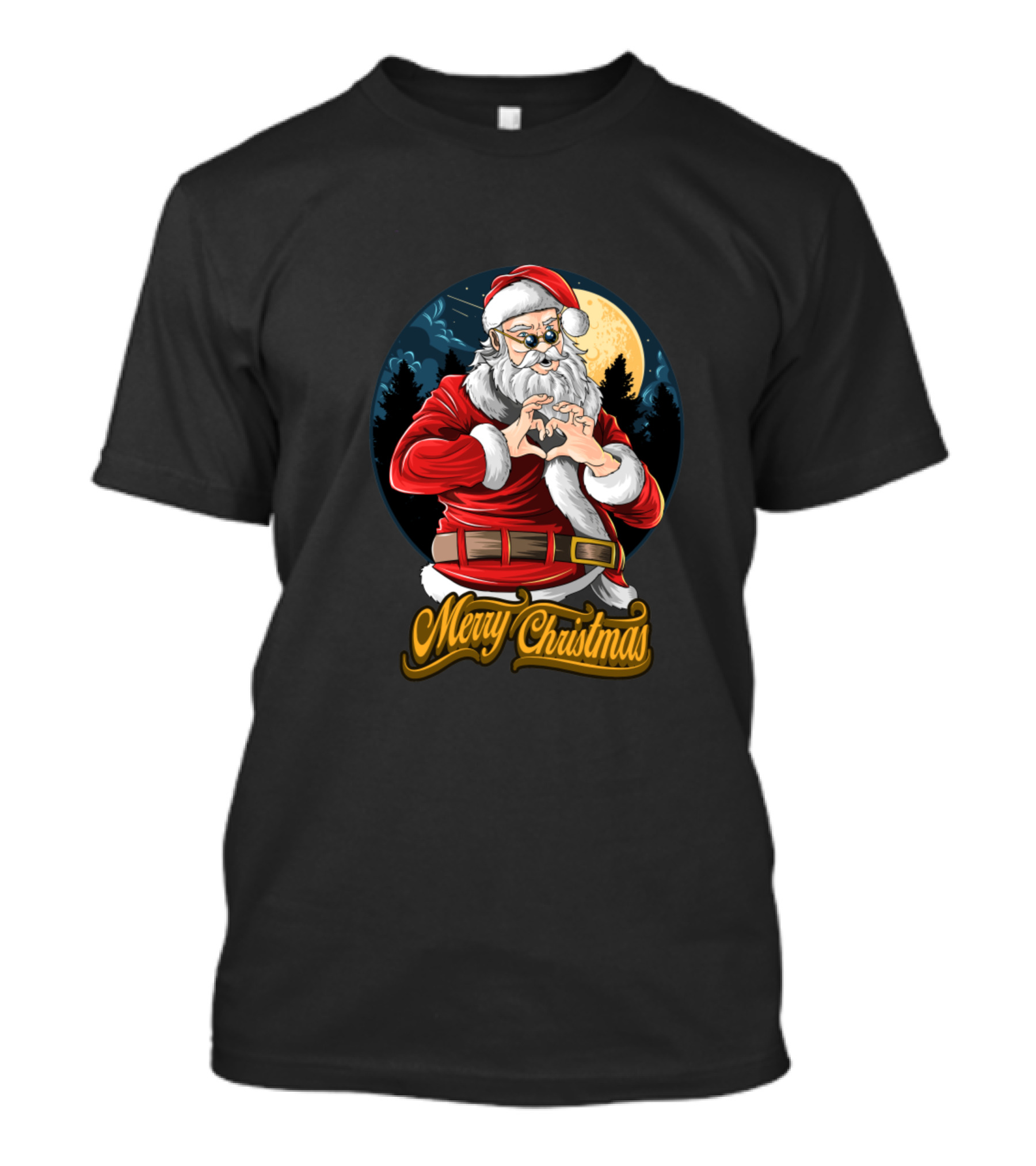 Merry Christmas Santa Claus Making Heart Gesture T-Shirt