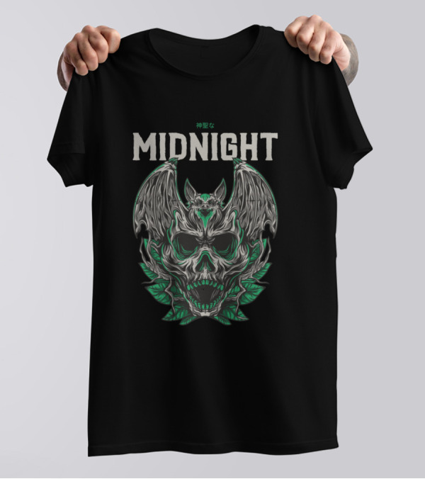 MIDNIGHT 神聖な Skull Bat Creature T-Shirt