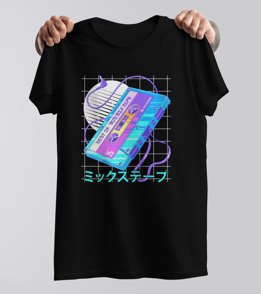 Mixtape 90s Japanese Otaku Vaporwave Aesthetic Retro Cassette T-Shirt