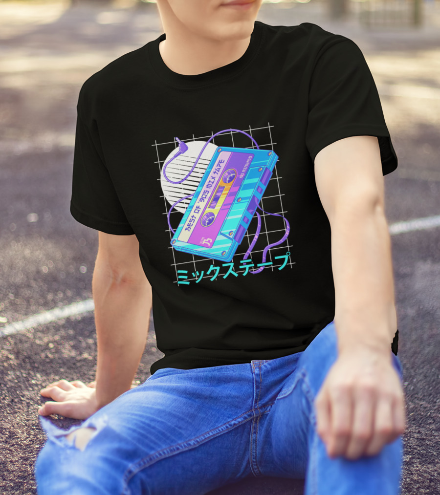 Mixtape 90s Japanese Otaku Vaporwave Aesthetic Retro Cassette T-Shirt