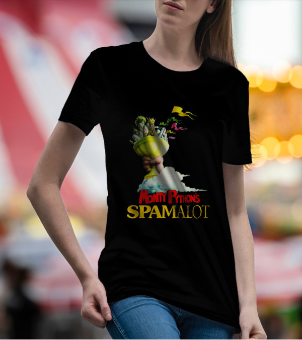 Monty Python's Spamalot Grail-Inspired Imagery With Colorful Flags T-Shirt