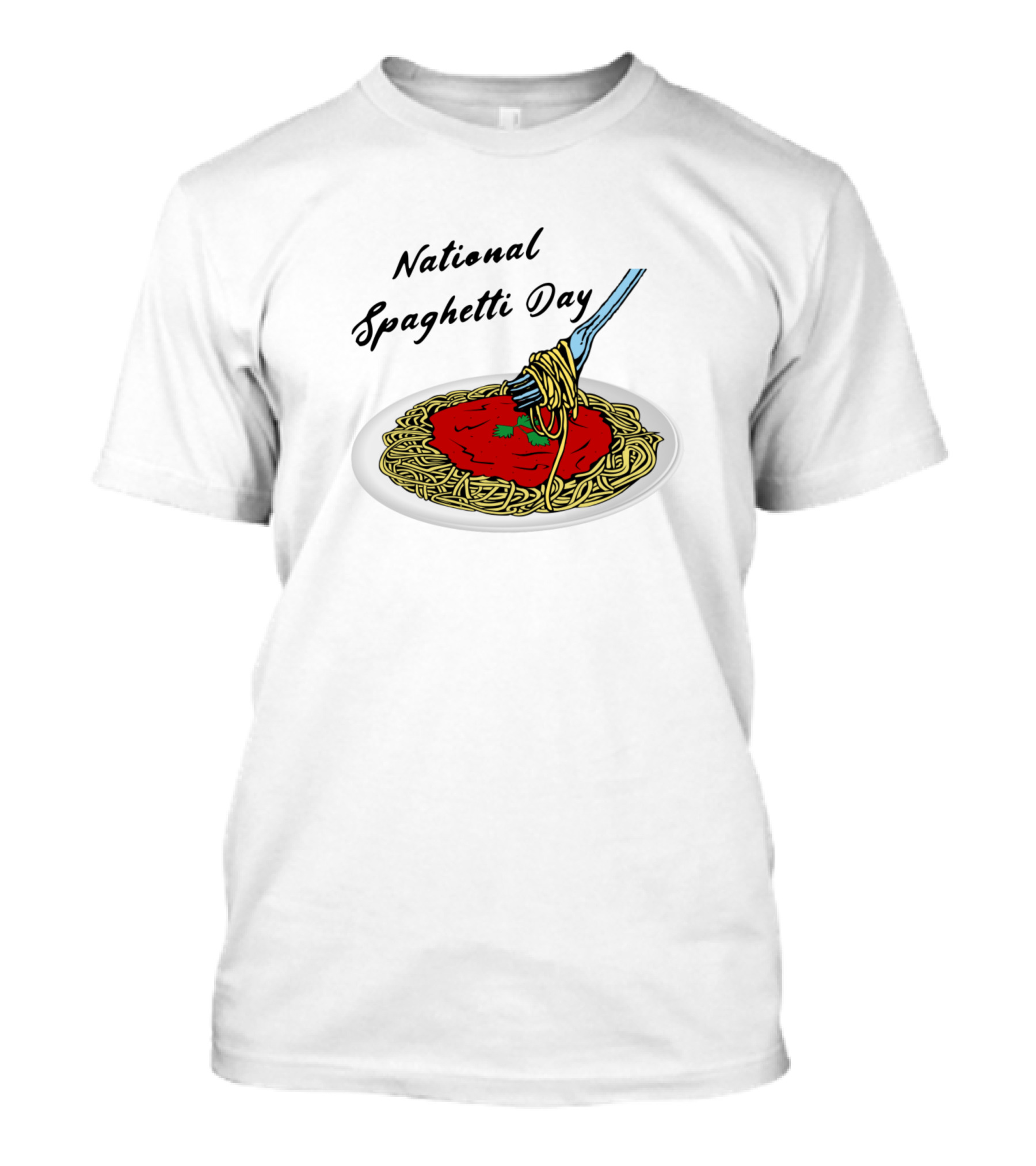 National Spaghetti Day Pasta Plate With Fork And Sauce T-Shirt