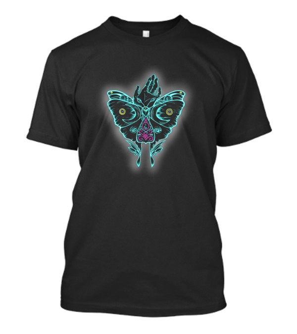 Neon Mother Butterfly Hand Symbol Luminescent Kaleidoscope T-Shirt