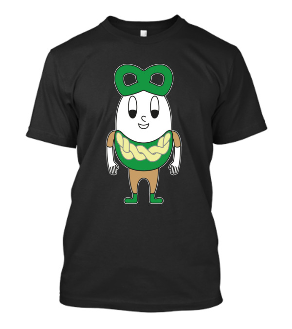 New Year Pretzel Egg Character With Green And Beige T-Shirt