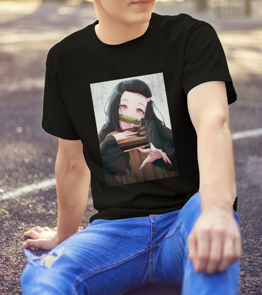 Nezuko Kamado Bamboo Mouthpiece Demon Slayer Anime Character T-Shirt