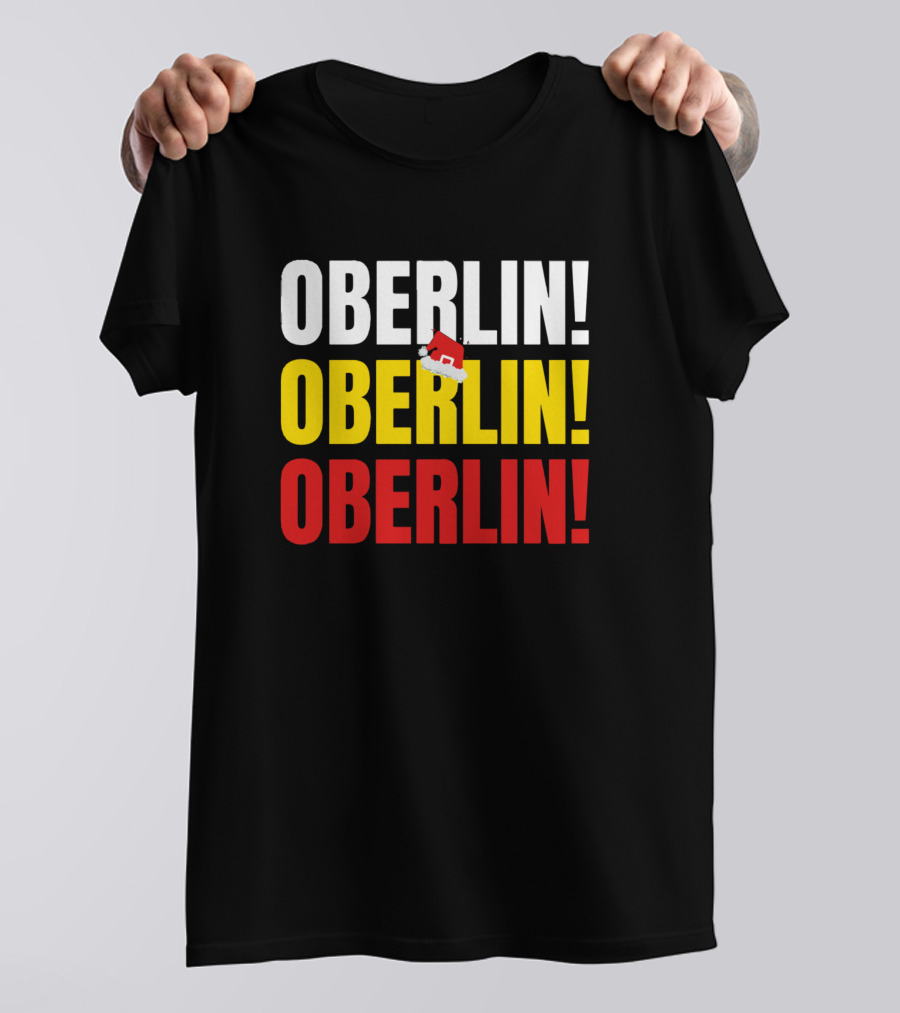 Oberlin Oberlin Oberlin Santa Hat Holiday T-Shirt
