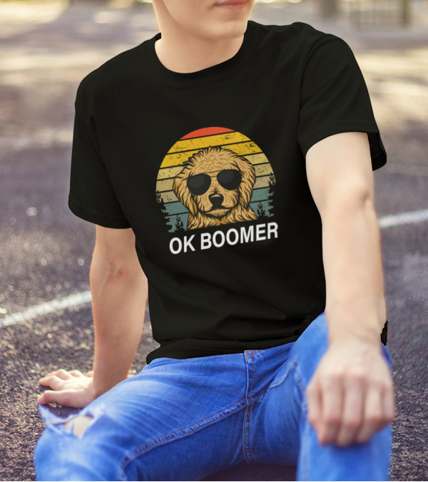 OK Boomer Dog Retro Sunset Sunglasses T-Shirt