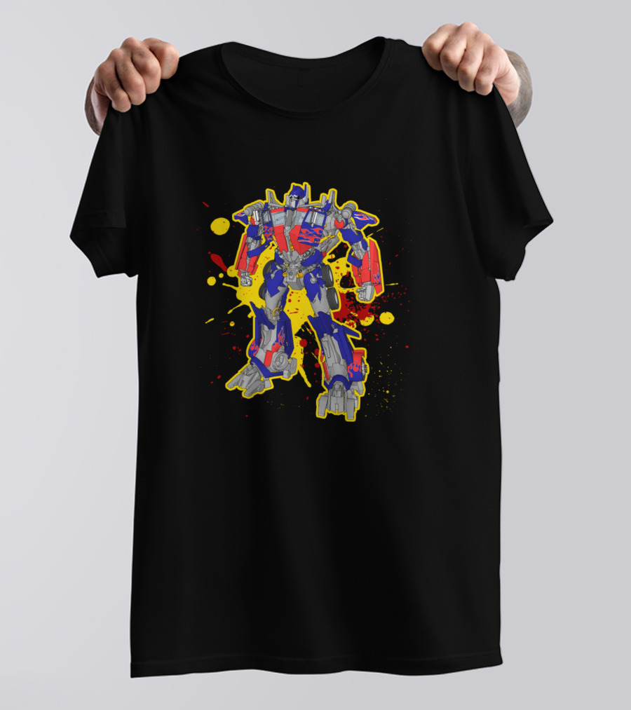 Optimus Prime Transforming Robot With Splatter Effect T-Shirt