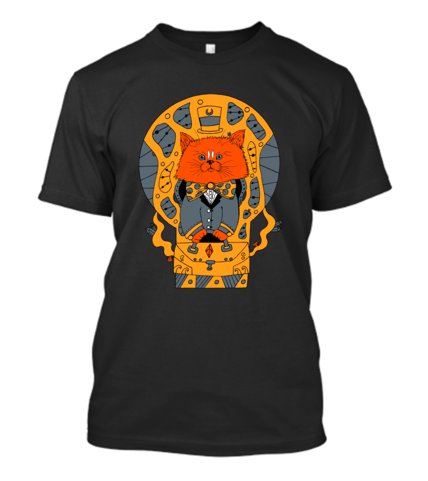 Orangrey Aristocat In Steampunk Outfit With Orange And Grey Elements T-Shirt