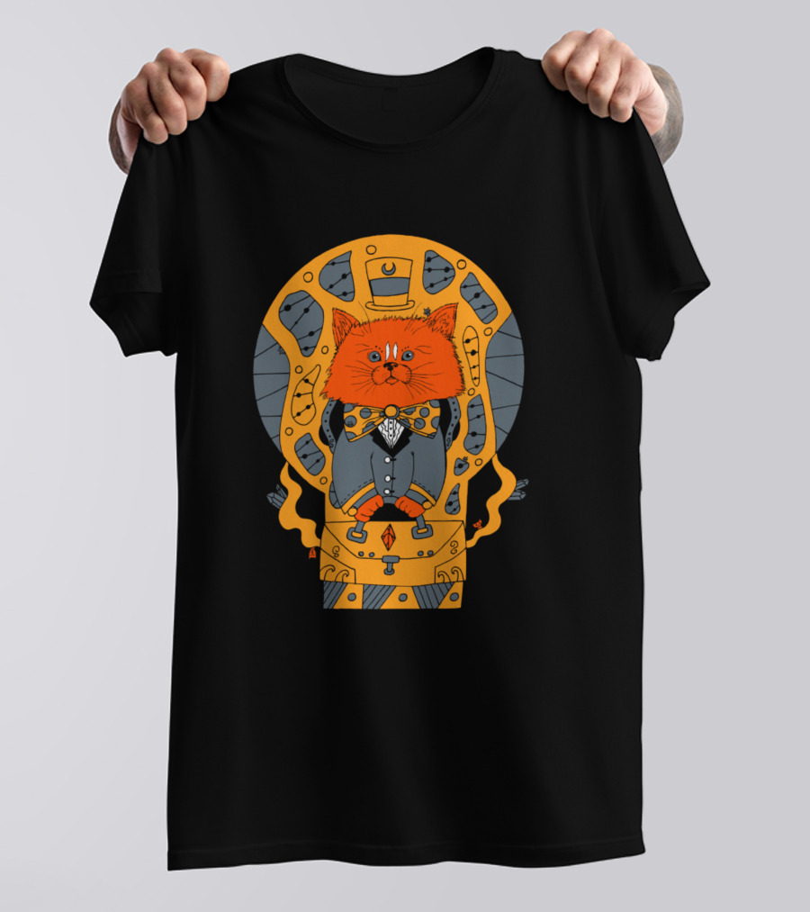 Orangrey Aristocat In Steampunk Outfit With Orange And Grey Elements T-Shirt