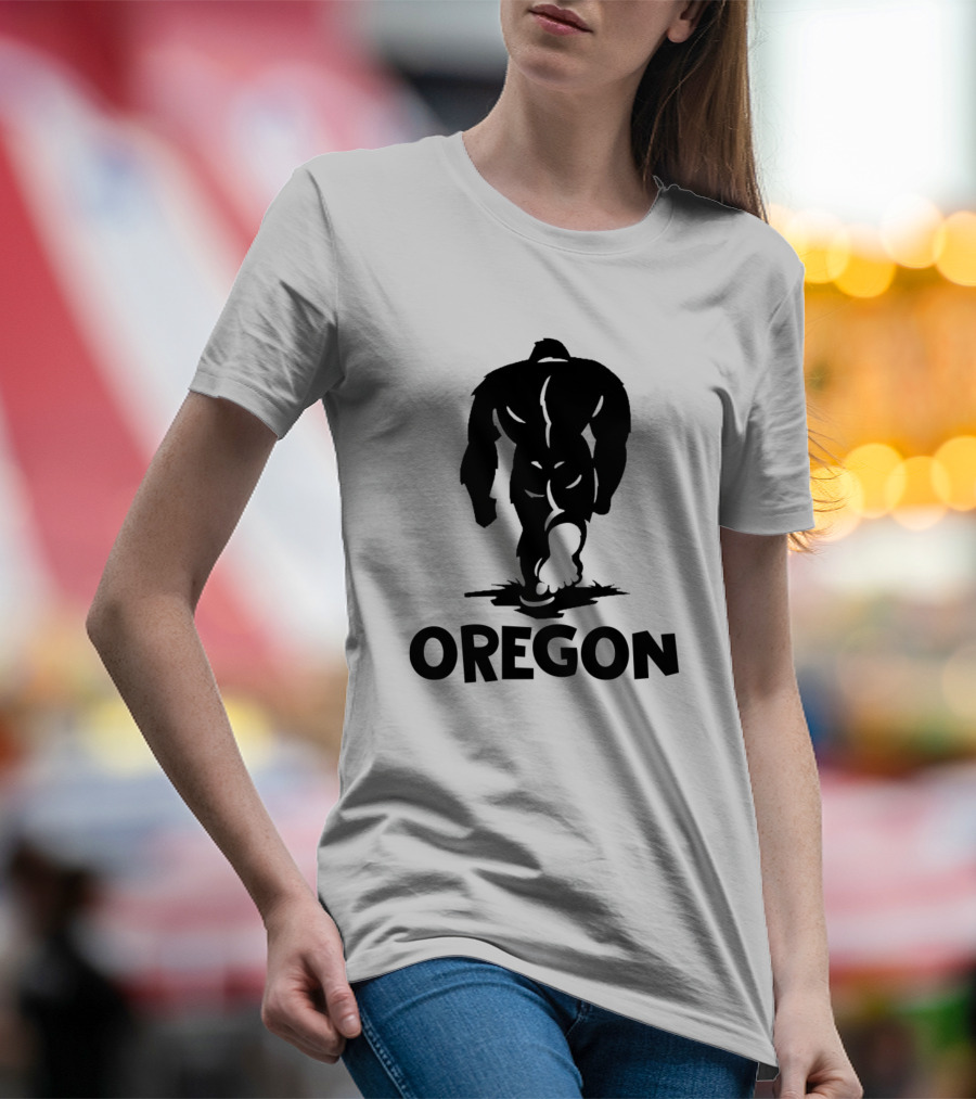 Oregon Bigfoot Silhouette Walking T-Shirt