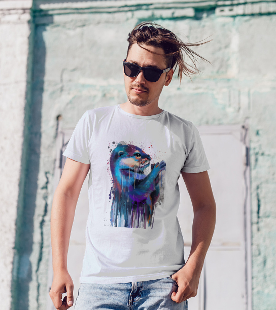 Otter Vibrant Watercolor Animal T-Shirt