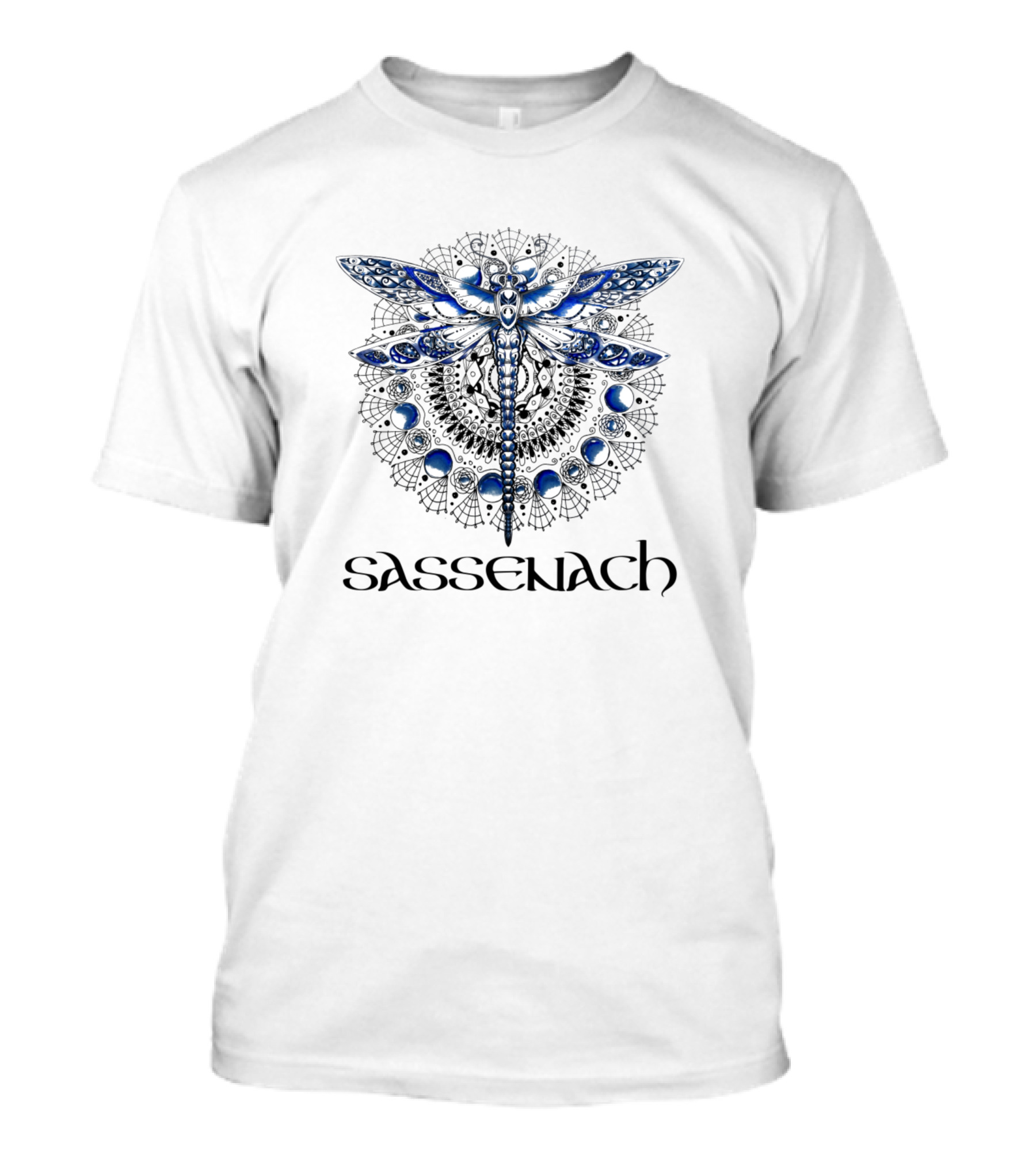 Outlander Sassenach Dragonfly Blue Beaded Mandala T-Shirt