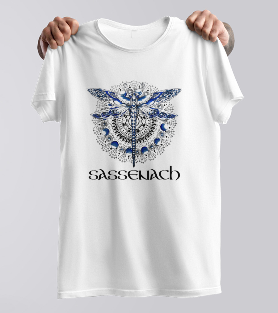 Outlander Sassenach Dragonfly Blue Beaded Mandala T-Shirt