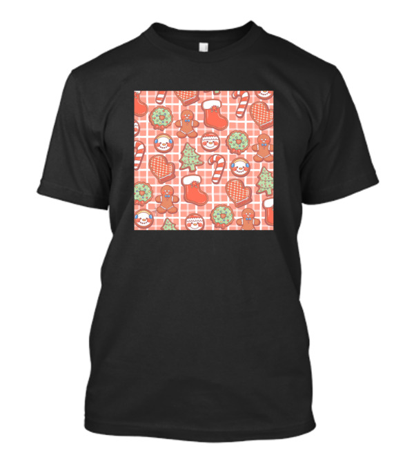 Patron Navidad Galletas De Jengibre Y Dulces Rojos T-Shirt