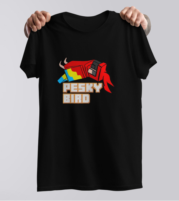 Pesky Bird Pixel Style Red And Yellow 3D Gaming Character T-Shirt