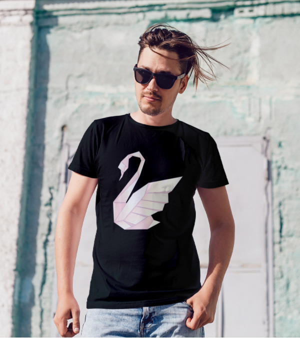 Pink Origami Swan Minimalist T-Shirt