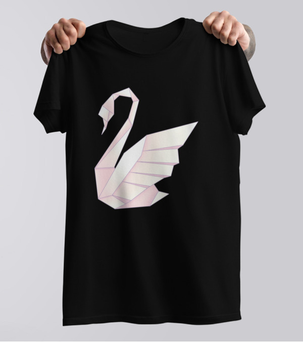 Pink Origami Swan Minimalist T-Shirt