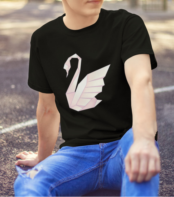Pink Origami Swan Minimalist T-Shirt