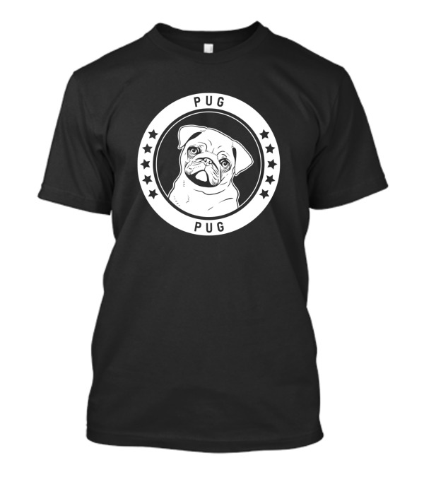 Pug Circle Emblem Star T-Shirt