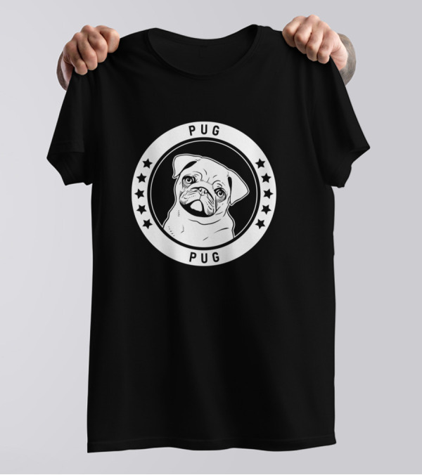 Pug Circle Emblem Star T-Shirt