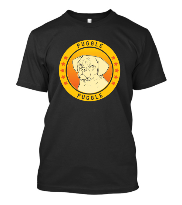 Puggle Puggle Dog Yellow Circle Orange Background T-Shirt