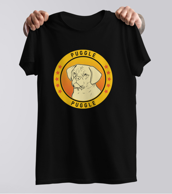 Puggle Puggle Dog Yellow Circle Orange Background T-Shirt