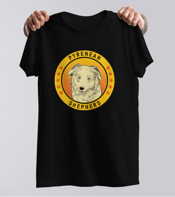 PYRENEAN SHEPHERD DOG VINTAGE BADGE WITH STARS T-Shirt