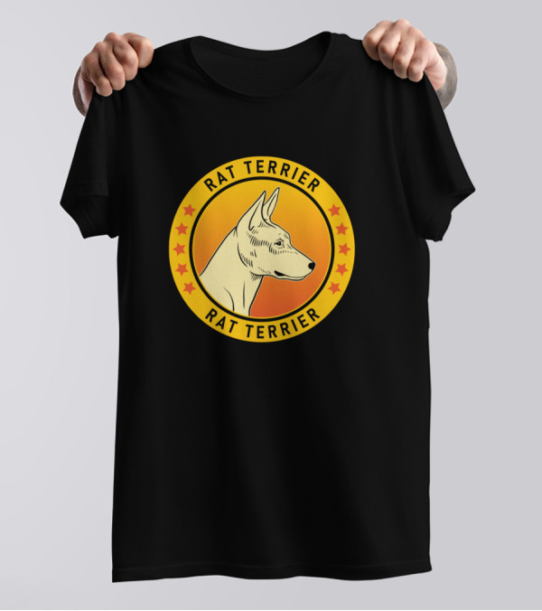 RAT TERRIER DOG RAT TERRIER CIRCULAR EMBLEM WITH STARS T-Shirt
