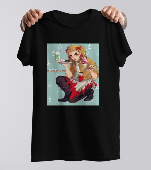 KMT Cafe Rengoku Kyoujurou Anime Character In Apron With Desserts T-Shirt