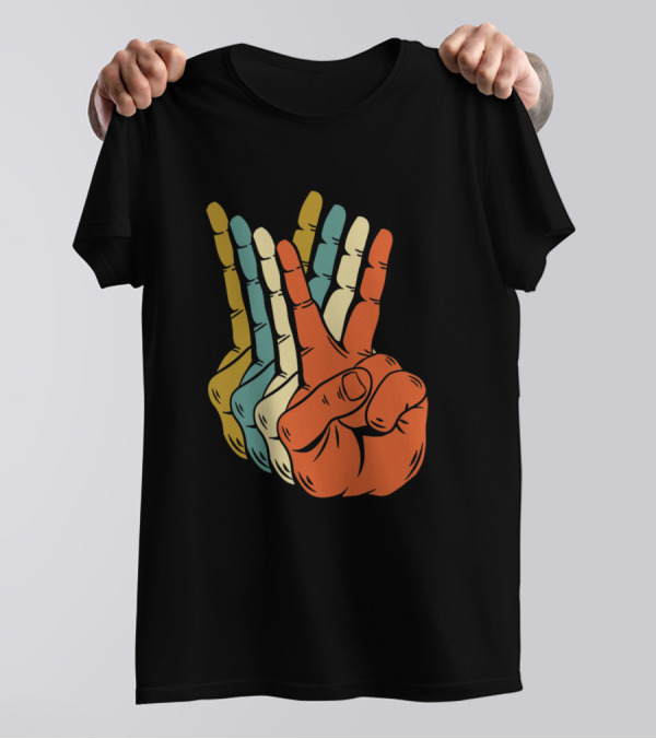 Retro Peace Sign Hand Vintage 60s 70s Aesthetic T-Shirt