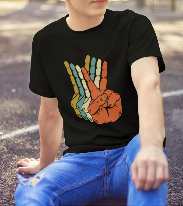 Retro Peace Sign Hand Vintage 60s 70s Aesthetic T-Shirt