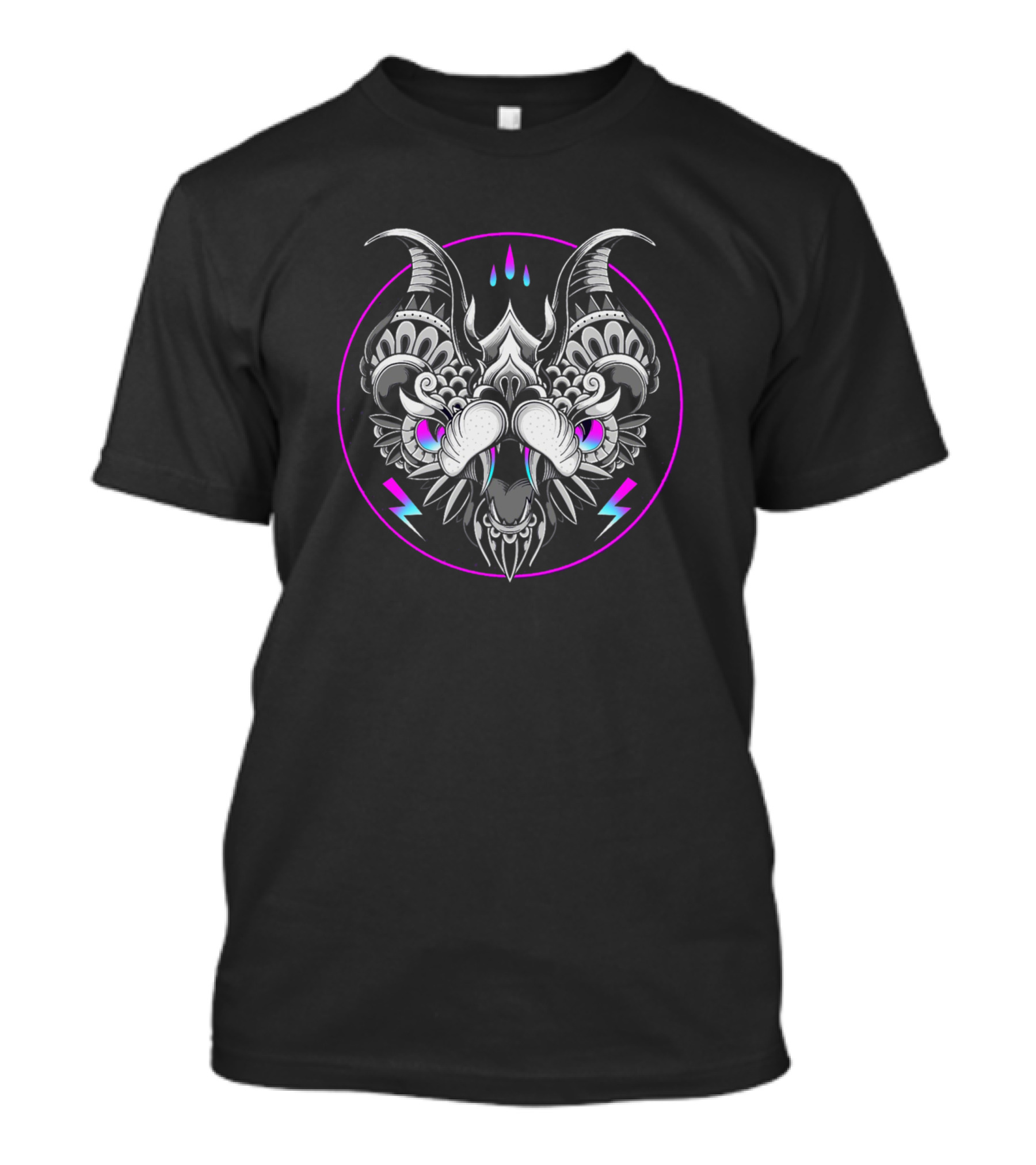 Retrowave Bat Neon Lightning Tribal Mask T-Shirt