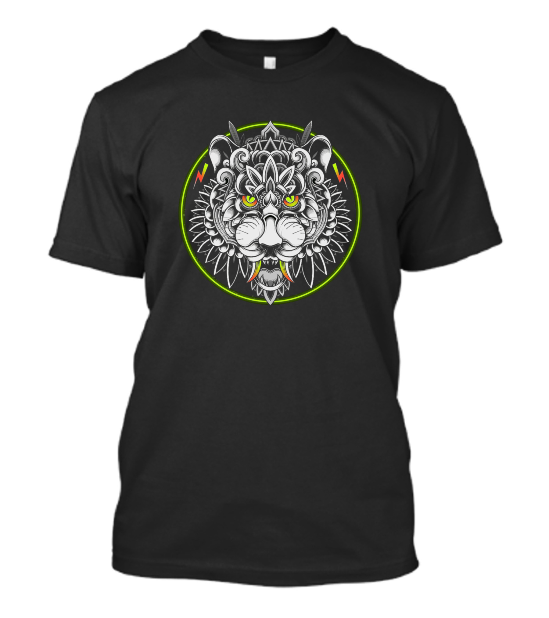 Retrowave Tiger Neon Mandala T-Shirt