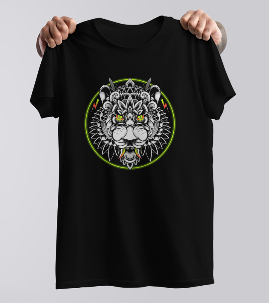 Retrowave Tiger Neon Mandala T-Shirt
