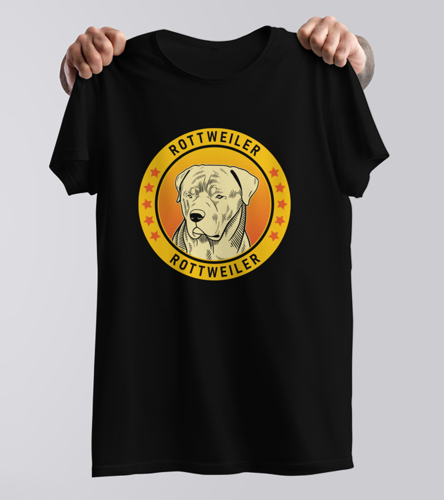 Rottweiler Vintage Badge Emblem With Stars T-Shirt