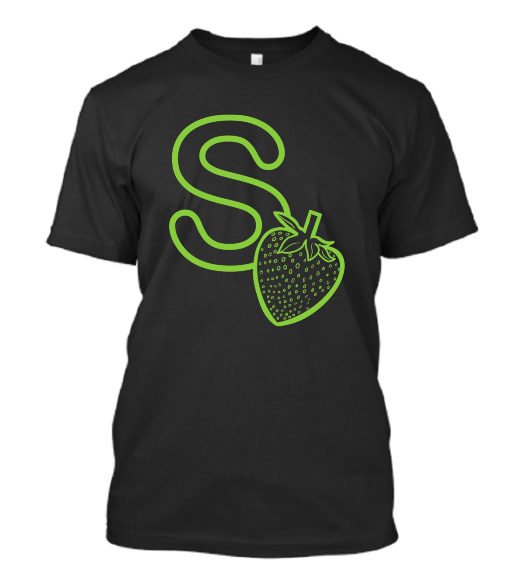 S Is For Strawberry Iconic Green S And Strawberry T-Shirt