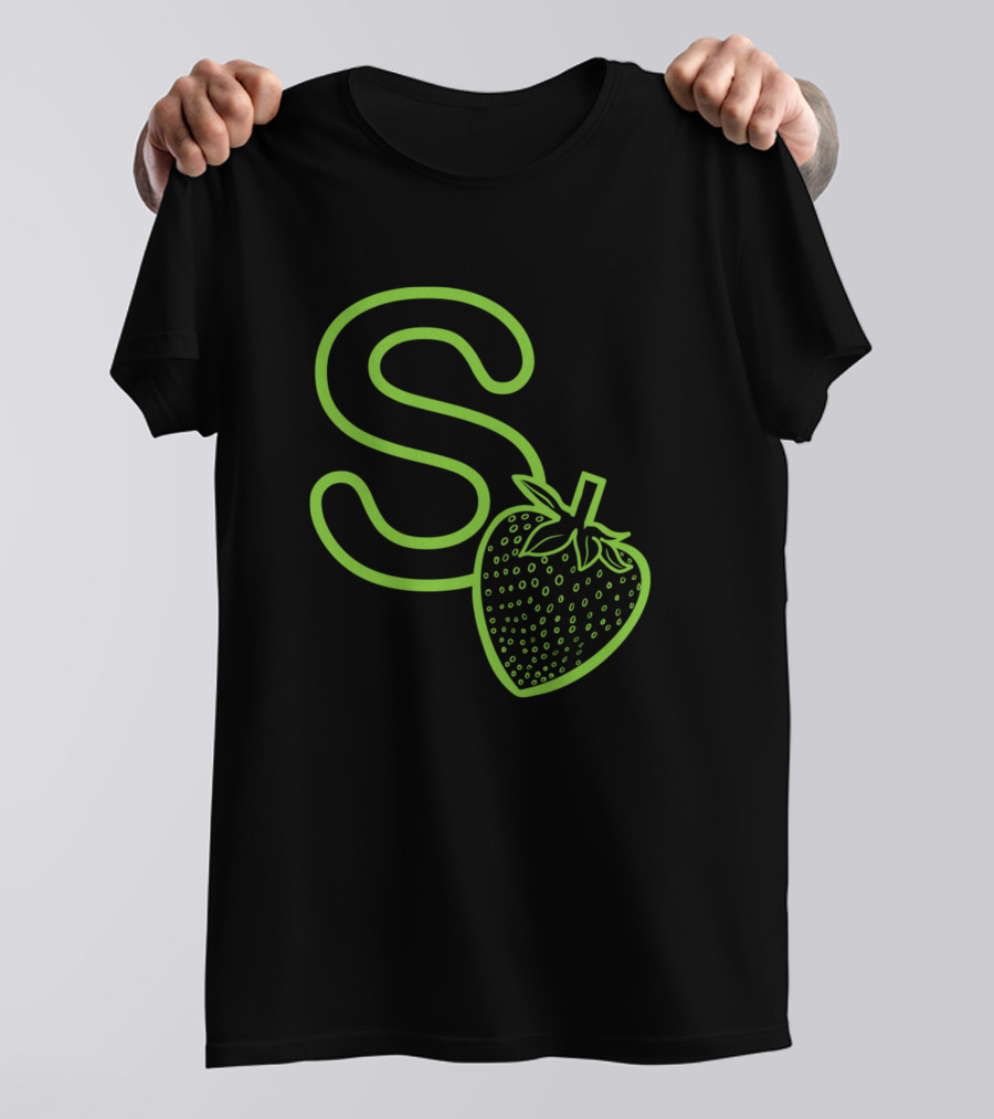 S Is For Strawberry Iconic Green S And Strawberry T-Shirt