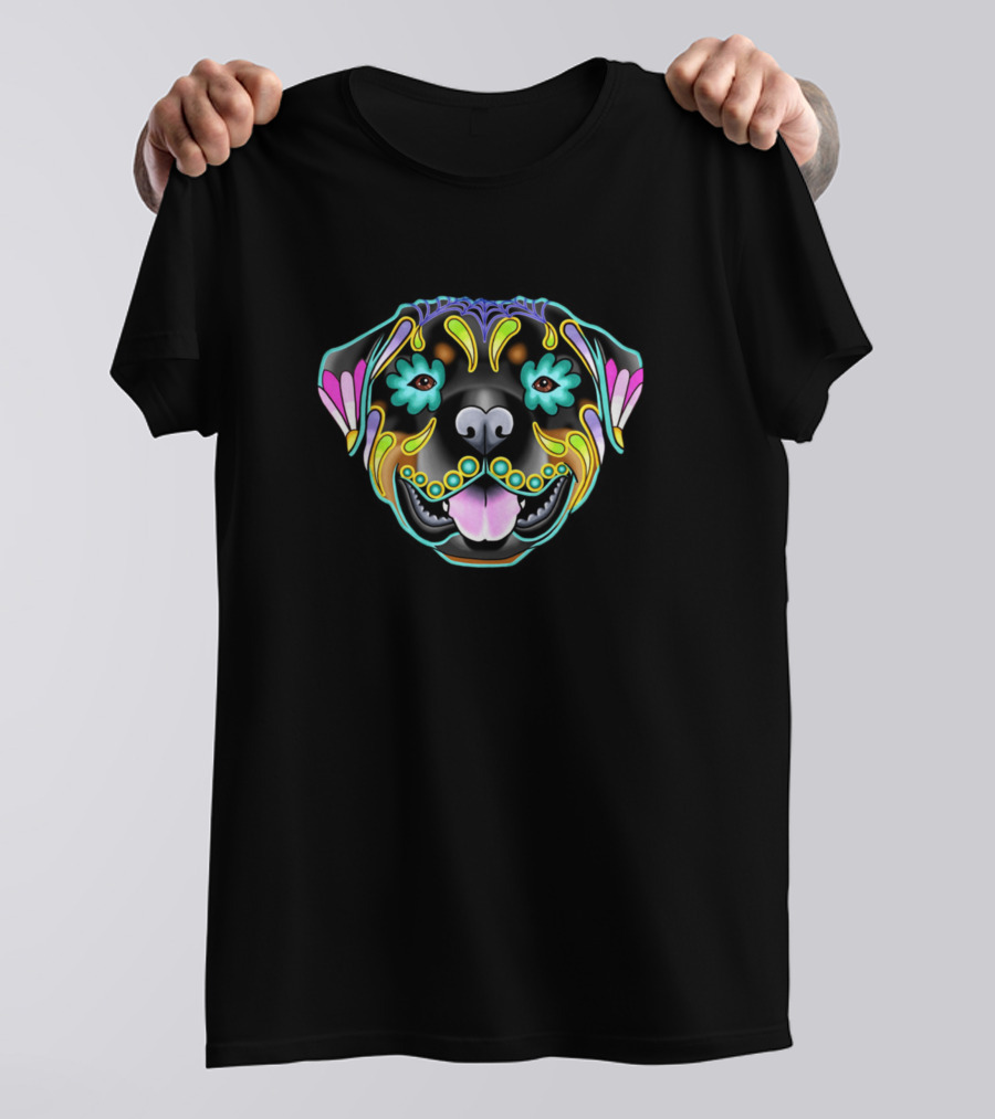 Sahara Hotel And Casino Brightly Colored Day Of The Dead Dog T-Shirt