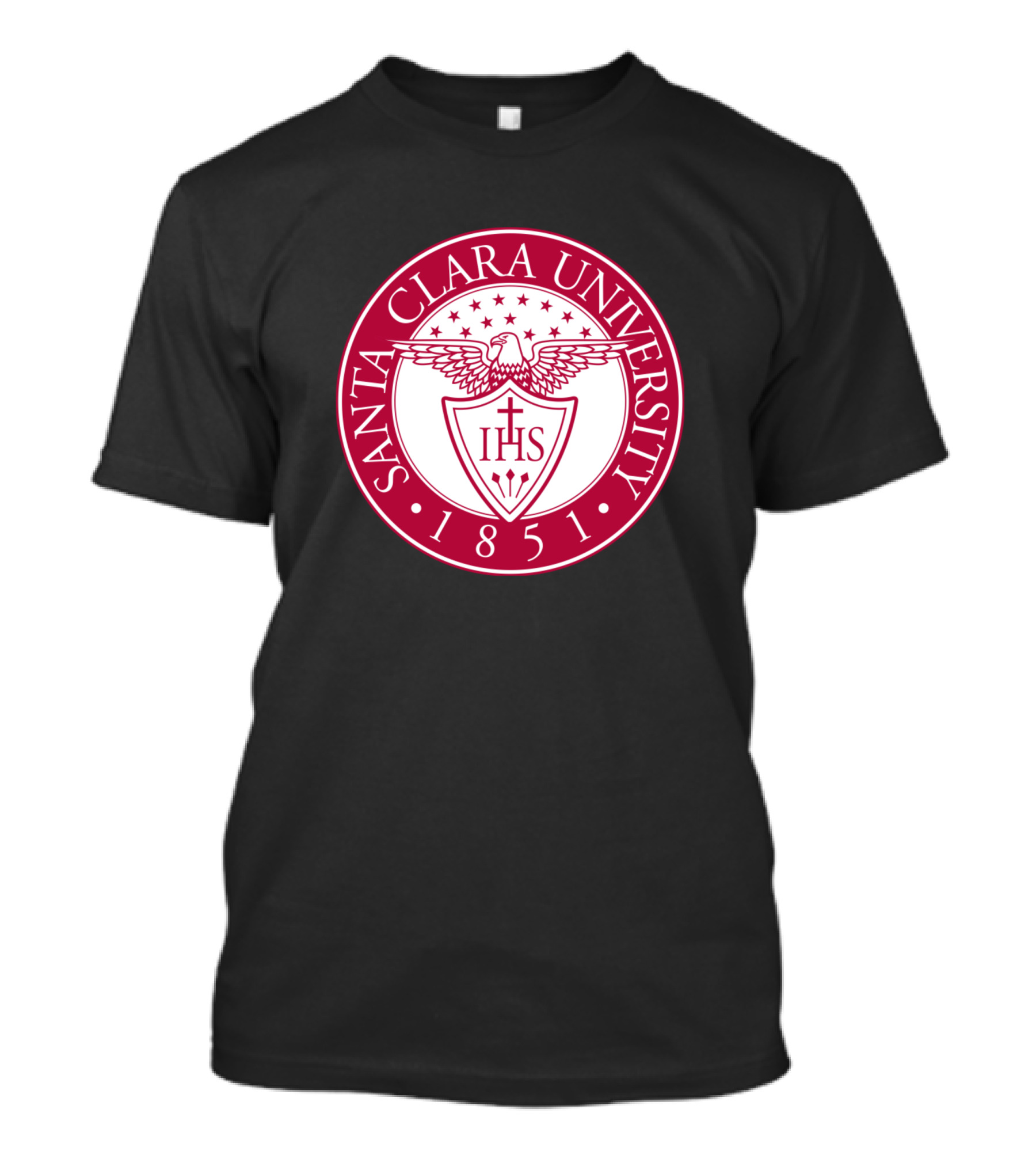 Santa Clara University 1851 Seal Emblem IHS Cross Shield Eagle T-Shirt