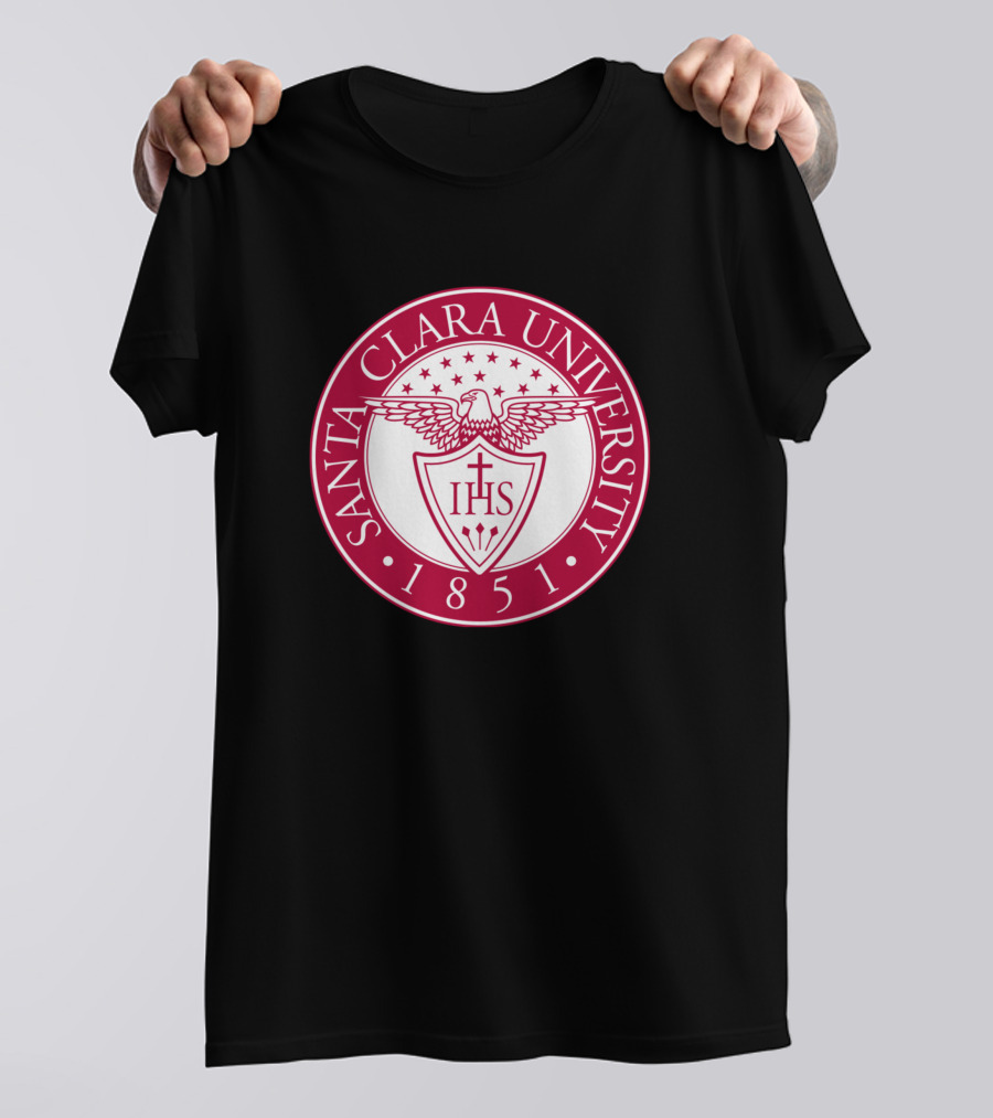 Santa Clara University 1851 Seal Emblem IHS Cross Shield Eagle T-Shirt